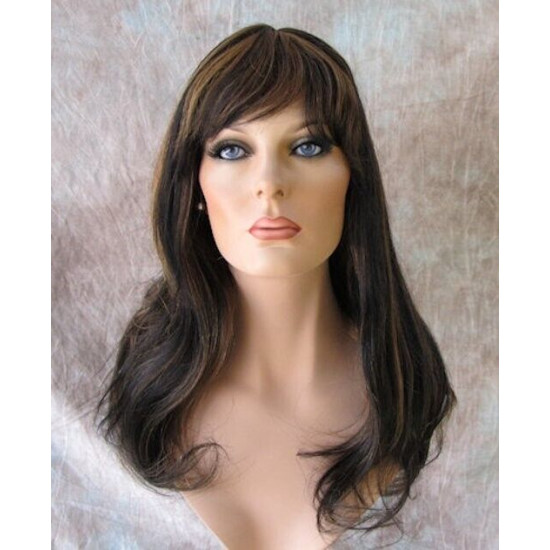 LYDIA HH | Black Strawberry 100% Human Hair Wig Long Waves Skin Part Bangs 