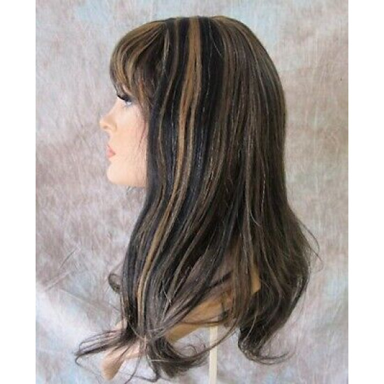 LYDIA HH | Black Strawberry 100% Human Hair Wig Long Waves Skin Part Bangs 