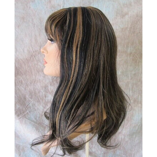 LYDIA HH | Black Strawberry 100% Human Hair Wig Long Waves Skin Part Bangs 