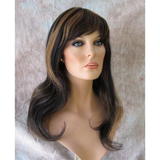 LYDIA HH | Black Strawberry 100% Human Hair Wig Long Waves Skin Part Bangs 