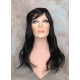 LYDIA HH | Jet Black 100% Human Hair Wig 21" Long Waves Skin Part Bangs 