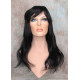 LYDIA HH | Jet Black 100% Human Hair Wig 21" Long Waves Skin Part Bangs 