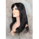 LYDIA HH | Jet Black 100% Human Hair Wig 21" Long Waves Skin Part Bangs 