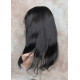LYDIA HH | Jet Black 100% Human Hair Wig 21" Long Waves Skin Part Bangs 
