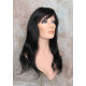 LYDIA HH | Jet Black 100% Human Hair Wig 21" Long Waves Skin Part Bangs 