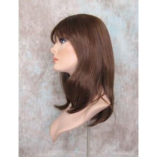 HB MIRANDA | Brown Auburn Long Wig Heat OK Straight Bob Bangs Human Hair Blend 