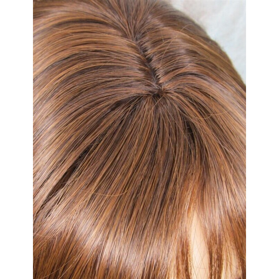 HB MIRANDA | Brown Auburn Long Wig Heat OK Straight Bob Bangs Human Hair Blend 