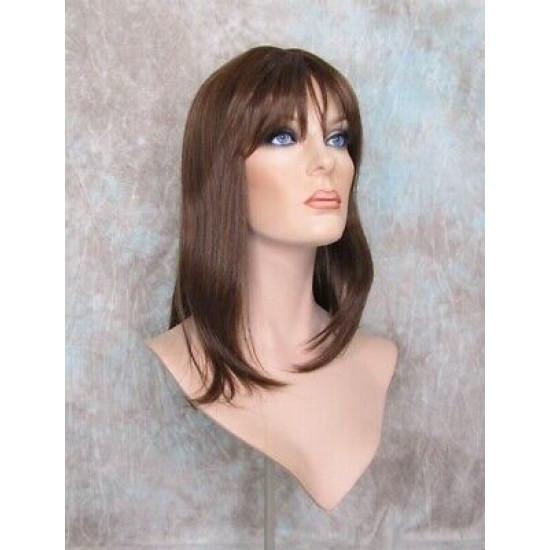 HB MIRANDA | Brown Auburn Long Wig Heat OK Straight Bob Bangs Human Hair Blend 