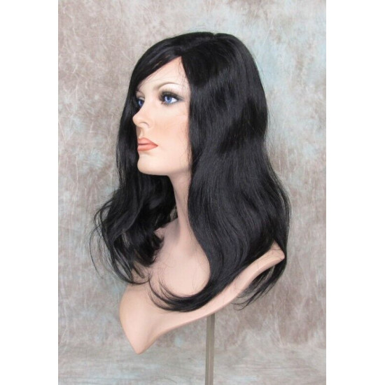 RITA HH | Jet Black 100% Human Hair Wig Long Waves Left Skin Part 