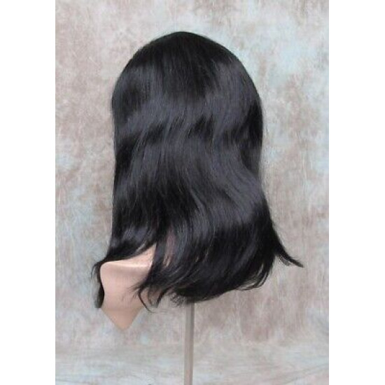 RITA HH | Jet Black 100% Human Hair Wig Long Waves Left Skin Part 