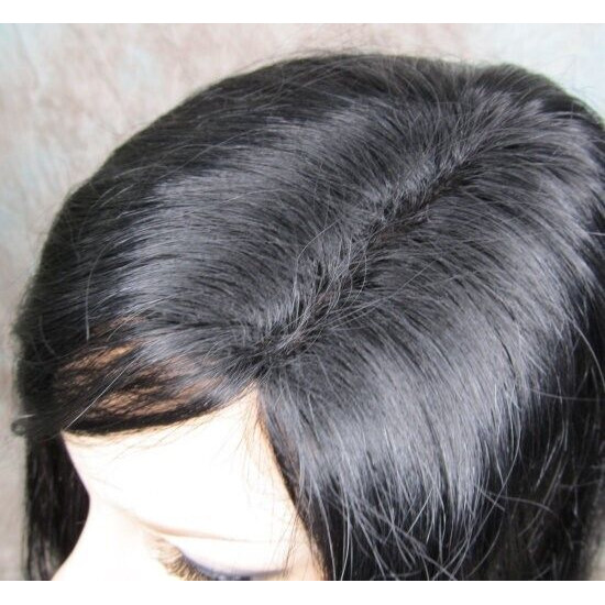 RITA HH | Jet Black 100% Human Hair Wig Long Waves Left Skin Part 