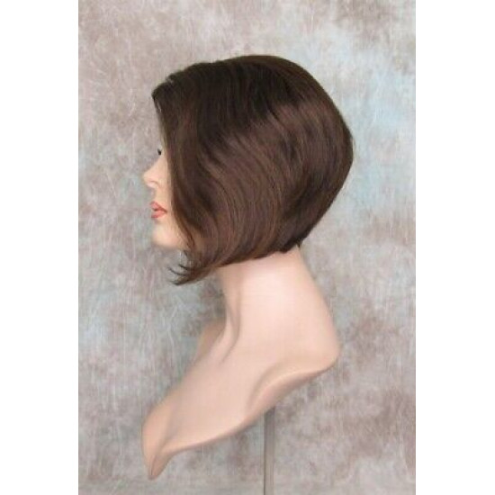 BEVERLY HH | Dark Brown Auburn 100% Human Hair Wig Monofilament Part Bob 
