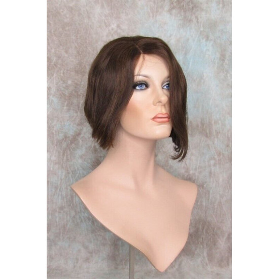 BEVERLY HH | Dark Brown Auburn 100% Human Hair Wig Monofilament Part Bob 