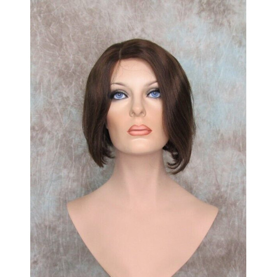 BEVERLY HH | Dark Brown Auburn 100% Human Hair Wig Monofilament Part Bob 