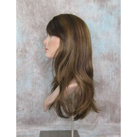 HB MELINDA | Brown Strawberry Long Wig Layers Human Hair Blend Bangs Part 