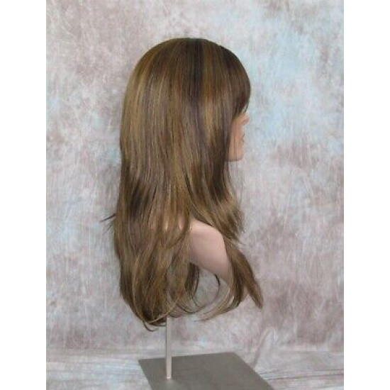 HB MELINDA | Brown Strawberry Long Wig Layers Human Hair Blend Bangs Part 