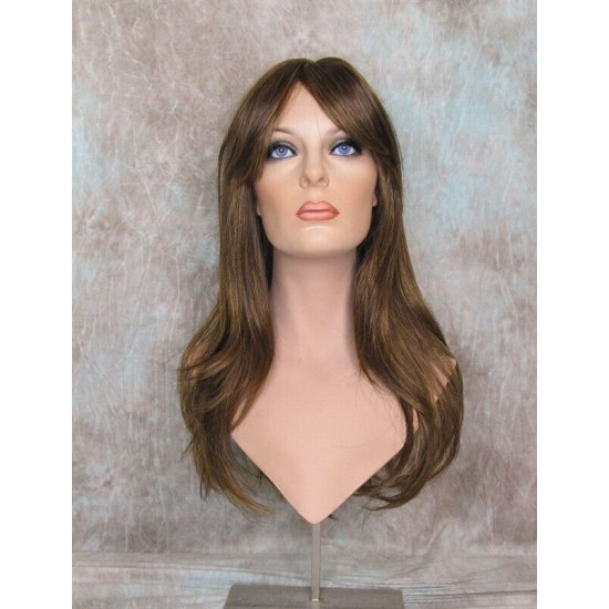 HB MELINDA | Brown Strawberry Long Wig Layers Human Hair Blend Bangs Part 