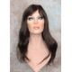 LYDIA HH | Brown Auburn Mix 100% Human Hair Wig Long Waves Skin Part Bangs 