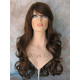 HB NOELLE | Brown Strawberry Mix Long Wig Human Hair Blend HEAT OK Curly Bangs 