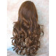 HB NOELLE | Brown Strawberry Mix Long Wig Human Hair Blend HEAT OK Curly Bangs 