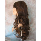 HB NOELLE | Brown Strawberry Mix Long Wig Human Hair Blend HEAT OK Curly Bangs 