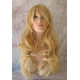 HB NOELLE | Golden Blonde Mix Long Wig Human Hair Blend HEAT OK Curly Bangs 
