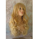 HB NOELLE | Golden Blonde Mix Long Wig Human Hair Blend HEAT OK Curly Bangs 