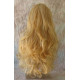 HB NOELLE | Golden Blonde Mix Long Wig Human Hair Blend HEAT OK Curly Bangs 