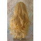 HB NOELLE | Golden Blonde Mix Long Wig Human Hair Blend HEAT OK Curly Bangs 