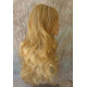 HB NOELLE | Golden Blonde Mix Long Wig Human Hair Blend HEAT OK Curly Bangs 