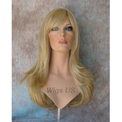 HB MELINDA | Golden Blonde Mix Long Wig Layers Simulated Part Human Hair Blend 