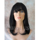 HM MEGAN | Jet Black 100% Human Hair Wig Bangs Skin Part Shoulder Length 1 