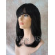 HM MEGAN | Jet Black 100% Human Hair Wig Bangs Skin Part Shoulder Length 1 