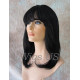 HM MEGAN | Jet Black 100% Human Hair Wig Bangs Skin Part Shoulder Length 1 