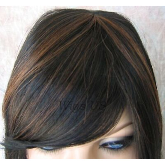 HR DESIRE | Dark Brown Strawberry Wig 100% Remy Human Hair Bangs P4/27 