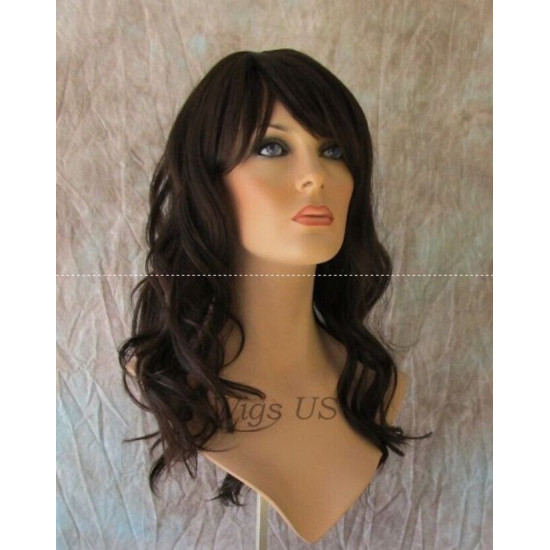 HB WAVERLY | Dark Brown Long Wig Gentle Waves Heat OK Human Hair Blend 4 