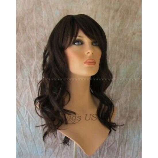 HB WAVERLY | Dark Brown Long Wig Gentle Waves Heat OK Human Hair Blend 4 