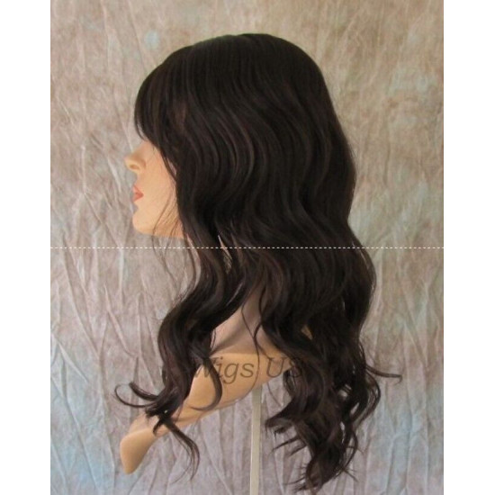 HB WAVERLY | Dark Brown Long Wig Gentle Waves Heat OK Human Hair Blend 4 