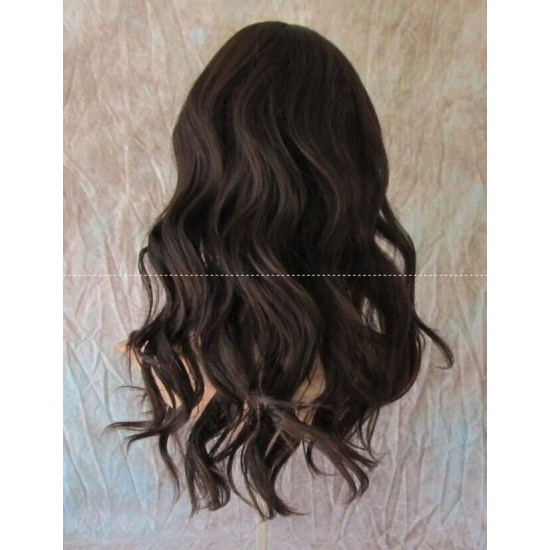 HB WAVERLY | Dark Brown Long Wig Gentle Waves Heat OK Human Hair Blend 4 