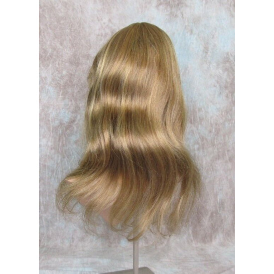 LYDIA HH | Dark Blonde 100% Human Hair Wig 21" Long Waves Skin Part Bangs 