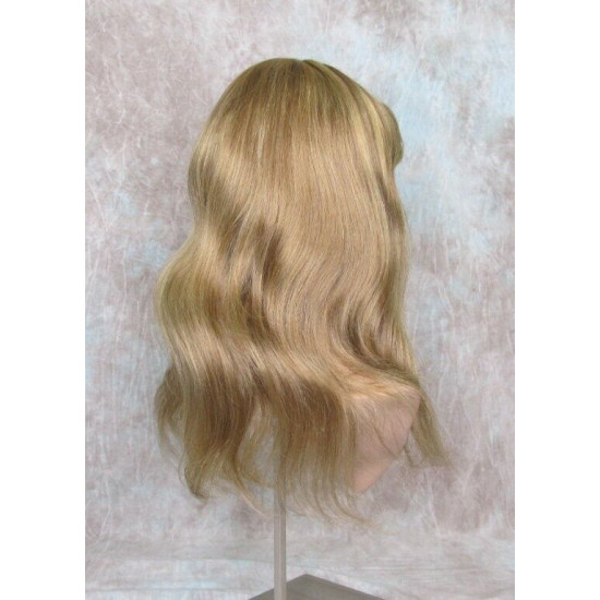 LYDIA HH | Dark Blonde 100% Human Hair Wig 21" Long Waves Skin Part Bangs 