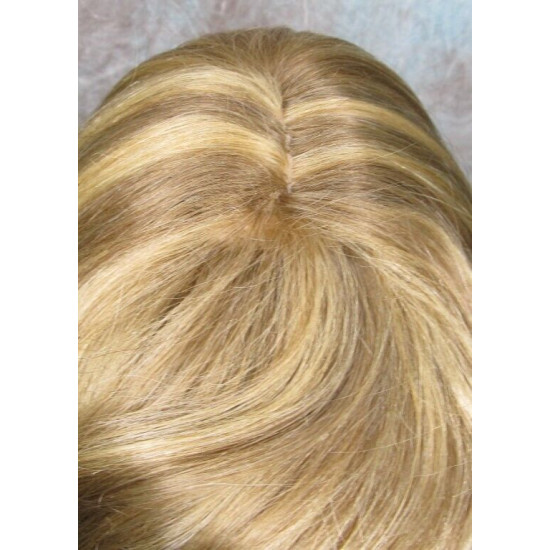 LYDIA HH | Dark Blonde 100% Human Hair Wig 21" Long Waves Skin Part Bangs 