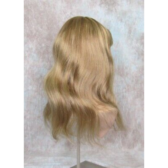 LYDIA HH | Dark Blonde 100% Human Hair Wig 21" Long Waves Skin Part Bangs 