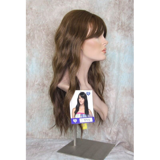 HB MONICA | Auburn Brown Strawberry Long Wig Human Hair Blend HEAT OK Bangs