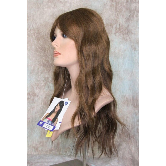 HB MONICA | Auburn Brown Strawberry Long Wig Human Hair Blend HEAT OK Bangs