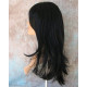 HB MELINDA | Black Long Wig Layers Human Hair Blend Bangs Simulated Part 