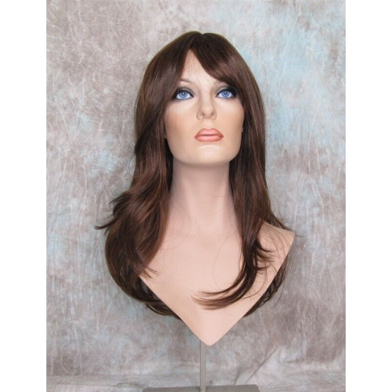 HB MELINDA | Brown Auburn Long Wig Layers Human Hair Blend Bangs Part 