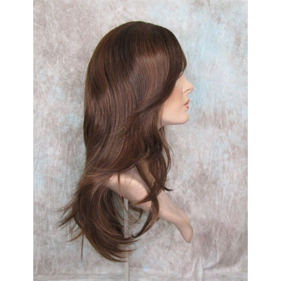 HB MELINDA | Brown Auburn Long Wig Layers Human Hair Blend Bangs Part 