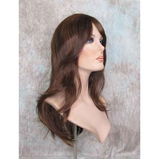 HB MELINDA | Brown Auburn Long Wig Layers Human Hair Blend Bangs Part 