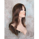 HB MELINDA | Brown Auburn Long Wig Layers Human Hair Blend Bangs Part 